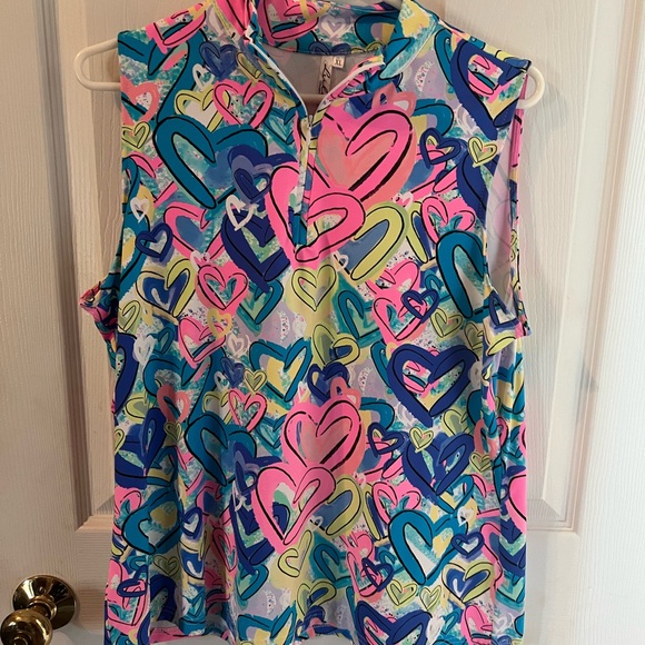 Lulu-B Colorful Heart Print Sleeveless Top - Picture 3 of 3